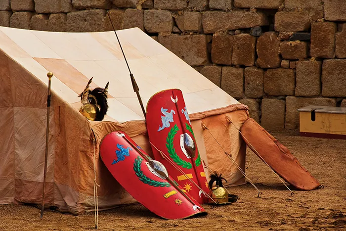 Representación de campamento romano en Emérita Lúdica. Mérida.
