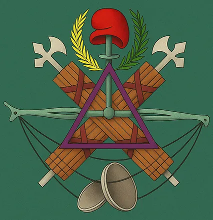 Ilustración con el escudo del Partido Republicano Radical sobre fondo verde. Versión cuadrada.