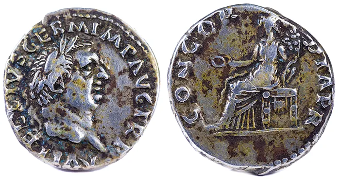 Denario romano de plata acuñado por Vitelio