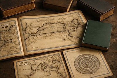 Mapas náuticos antiguos con lugares desconocidos actualmente.